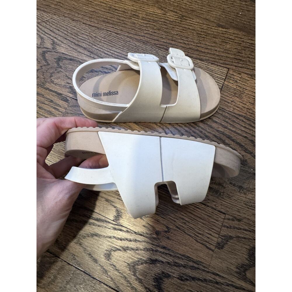 Mini Melissa White and Tan Kids Buckle Sandals - Picture 15 of 15